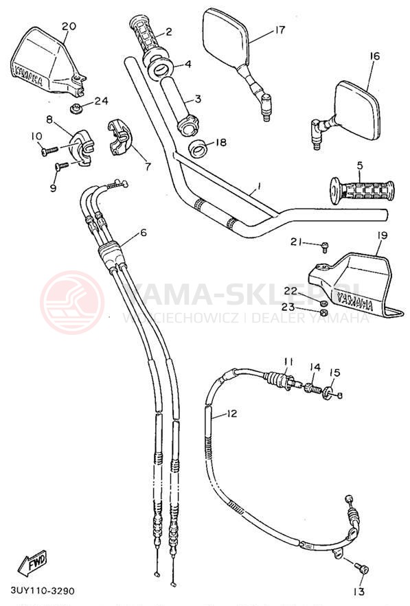 Schemat "Kierownica i osprzęt" do Yamaha XT600EG/XT600EGC