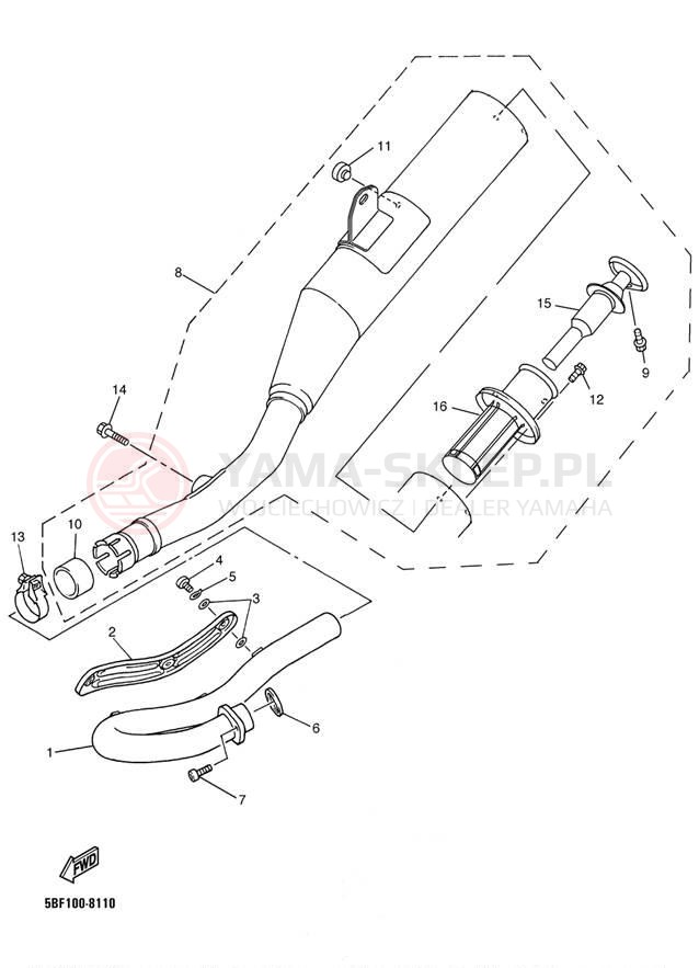 Schemat "Wydech końcowy" do Yamaha WR400F WR400FK