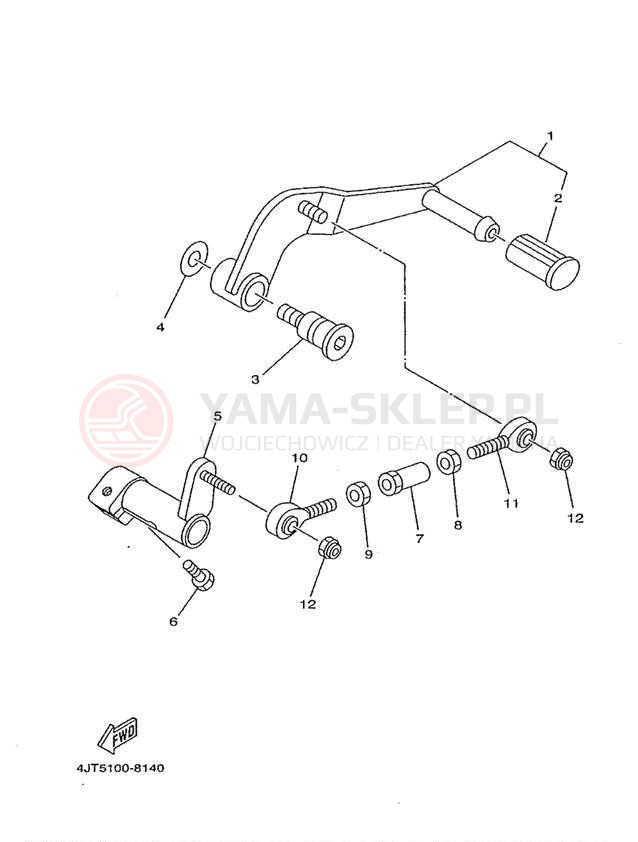 Schemat "Dźwignia zmiany biegów, wałek" do Yamaha TZ125 TZ125