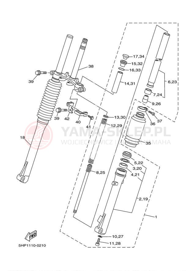 Schemat "Amortyzatory przód" do Yamaha TTR125L TTR125LM