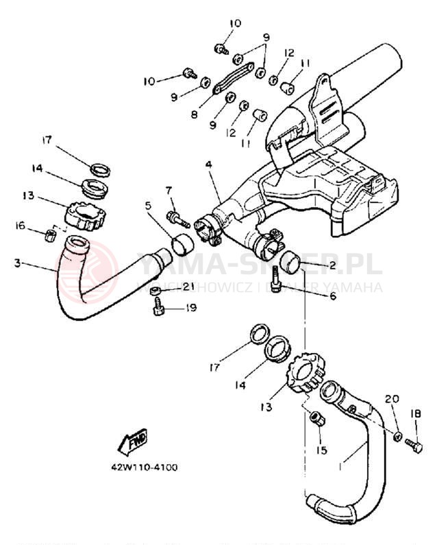 Schemat "Wydech końcowy" do Yamaha VIRAGO 700 XV700CSC/XV700CS