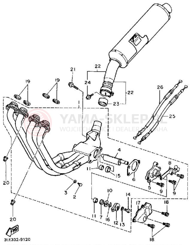 Schemat "Wydech końcowy" do Yamaha FZR1000A/FZR1000AC