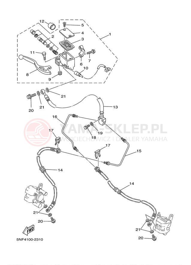 Schemat "Pompa hamulcowa przednia" do Yamaha WARRIOR YFM350XR/YFM350XRC