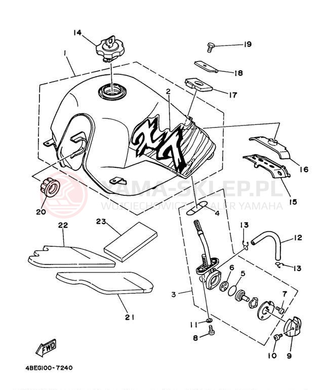 Schemat "zbiornik paliwa" do Yamaha SEROW XT225J/XT225JC