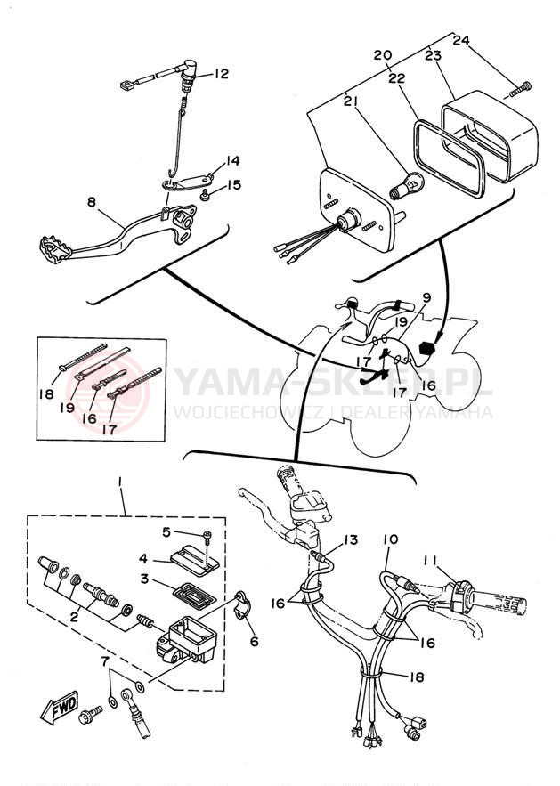 Schemat "Oświetlenie tył" do Yamaha WOLVERINE YFM35FXG_M