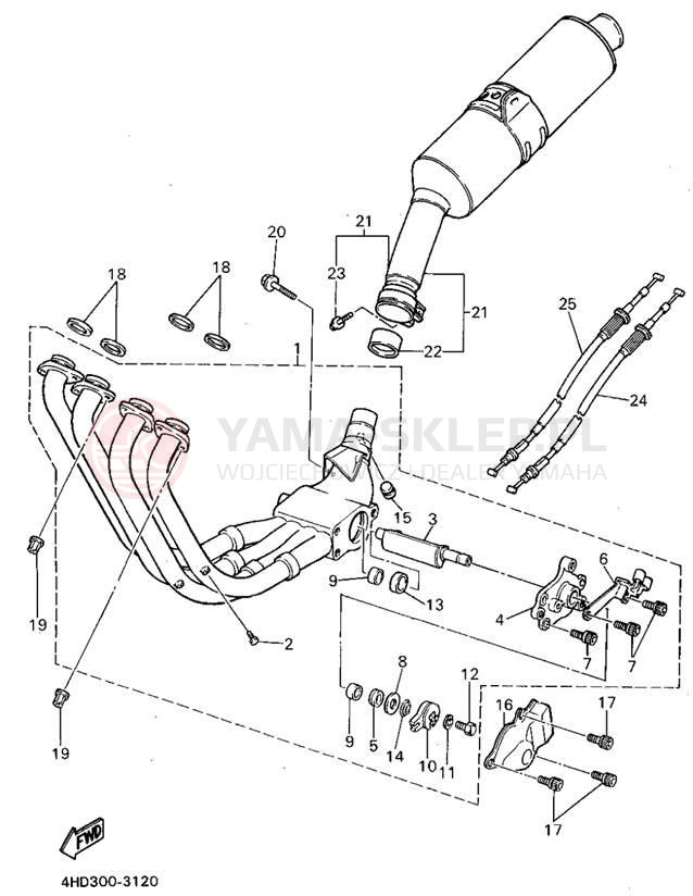 Schemat "Wydech końcowy" do Yamaha YZF750RF/YZF750RFC