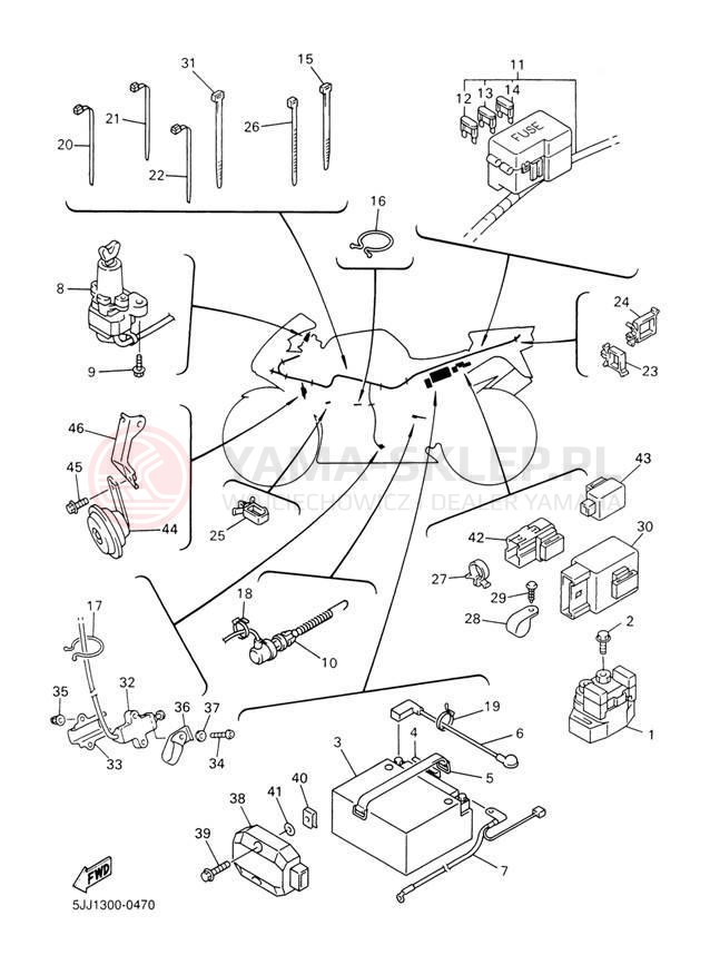 Schemat "układ elektryczny" do Yamaha R1 YZFR1M/YZFR1MC