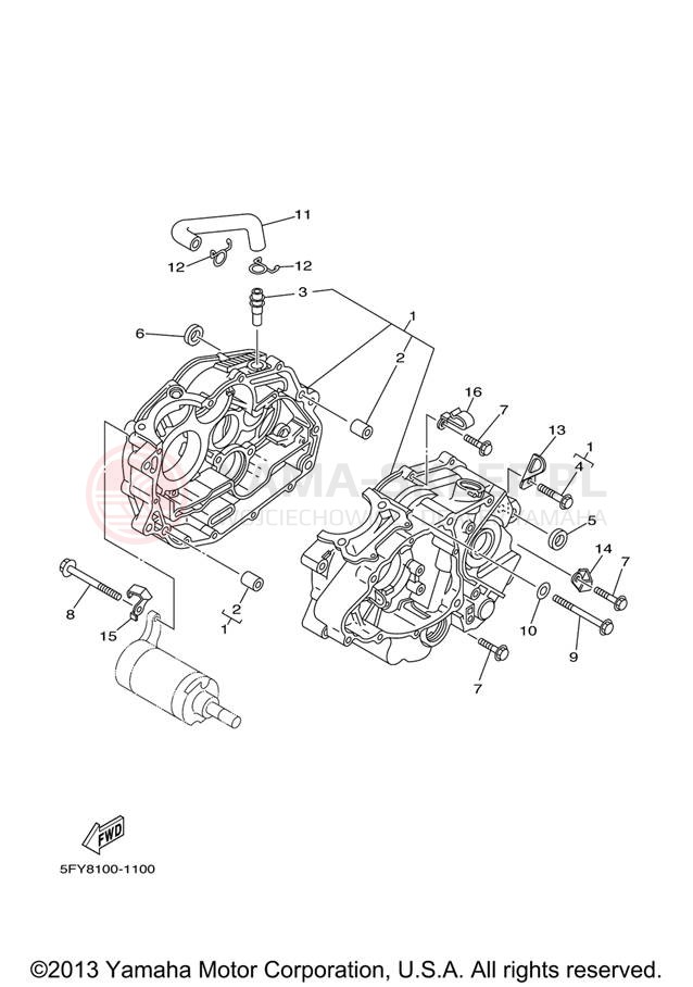 Schemat "Obudowa silnika" do Yamaha TW200 TW200V/TW200VC