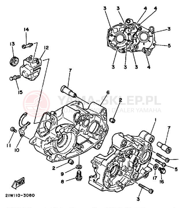 Schemat "Obudowa silnika" do Yamaha Y-ZINGER PW80N