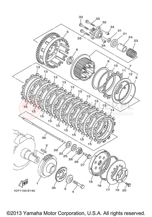 Schemat "sprzęgło" do Yamaha STRATOLINER XV19CTV/XV19CTVC
