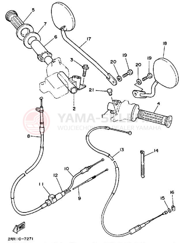 Schemat "Kierownica i osprzęt" do Yamaha YSR50B