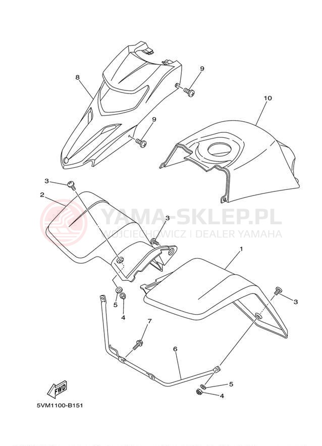 Schemat "Przedni błotnik" do Yamaha BLASTER YFS200T