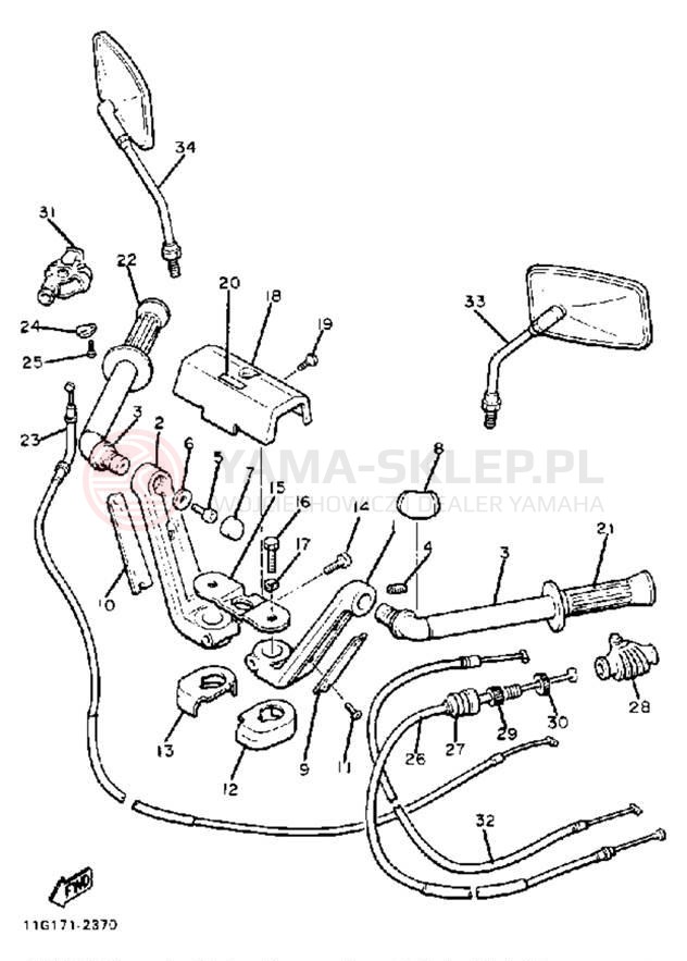 Schemat "Kierownica i osprzęt" do Yamaha XJ1100J