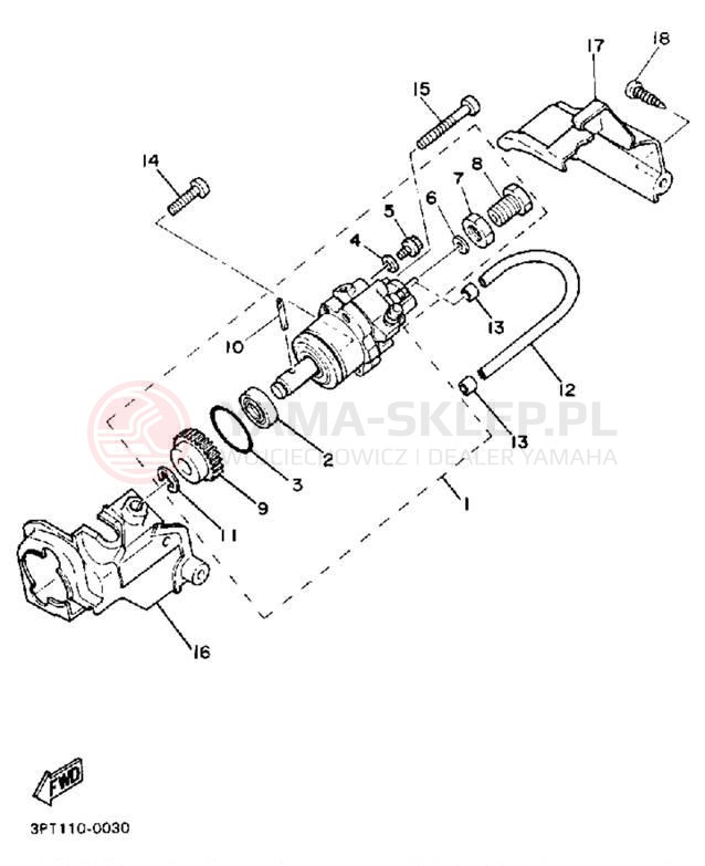 Schemat "Pompa olejowa" do Yamaha Y-ZINGER PW50A
