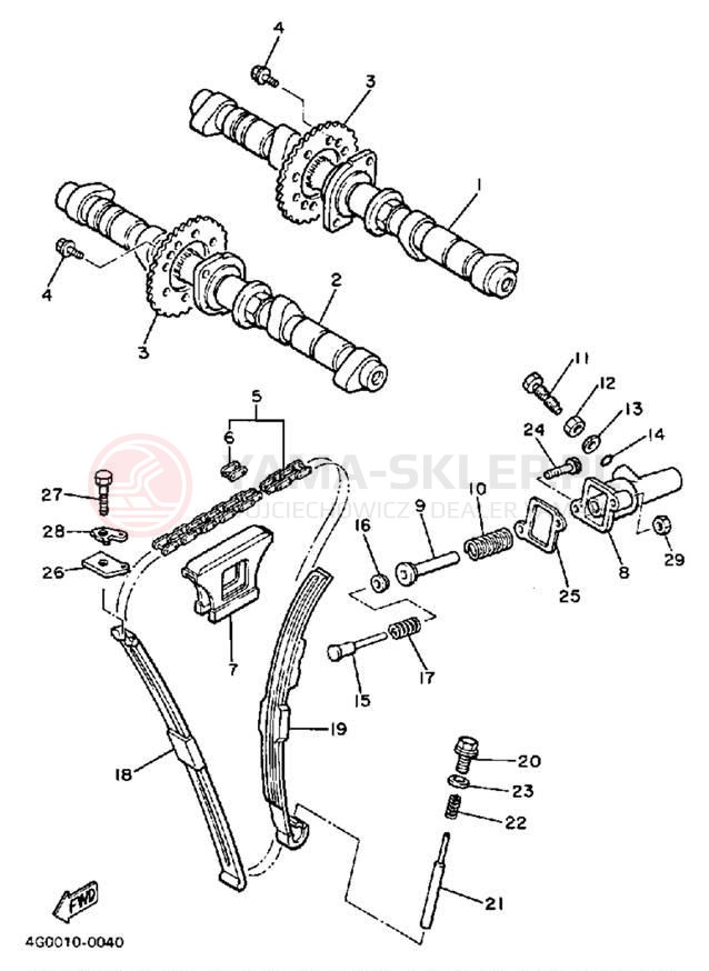 Schemat "Rozrząd - łańcuszek" do Yamaha RADIAN YX600TC/YX600T