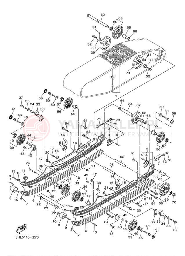 Schemat "Zawieszenie gąsiennicy" do Yamaha FX NYTRO XTX FX10XTBL/FX10XTBB