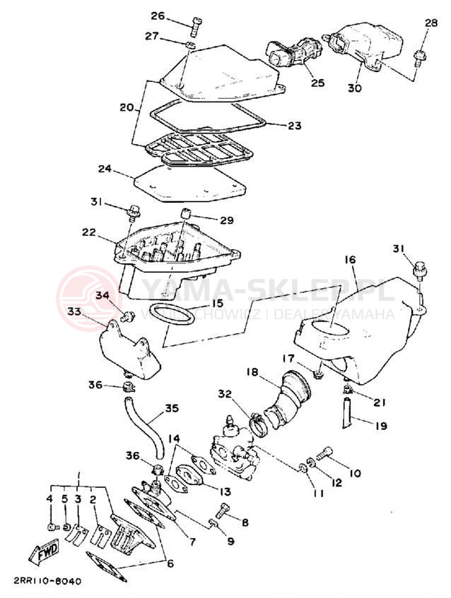 Schemat "Filtr powietrza" do Yamaha YSR50A