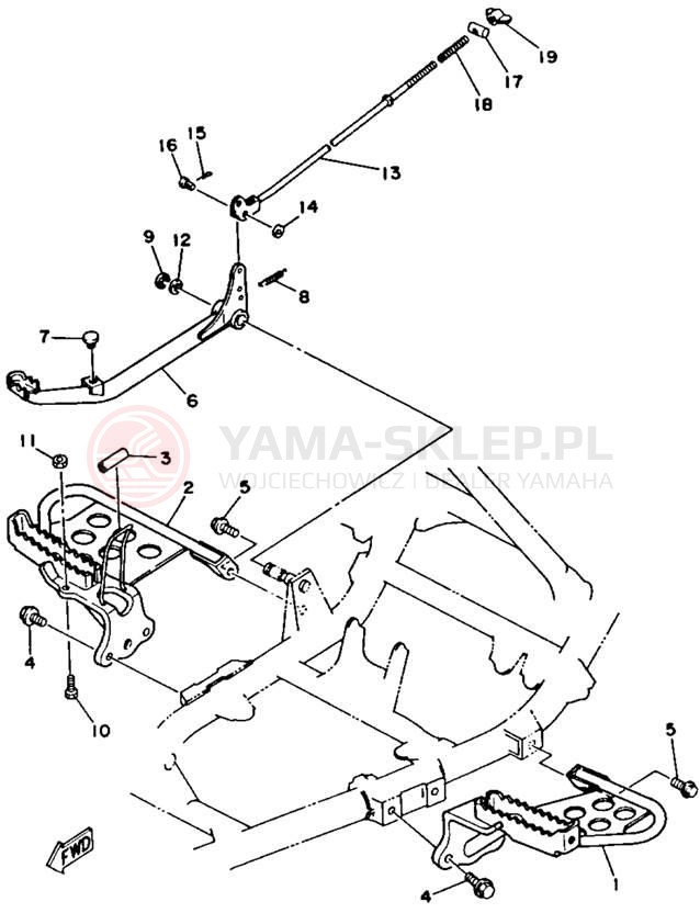 Schemat "Stopka postojowa i podnóżki" do Yamaha BIG BEAR 4WD YFM350FWD