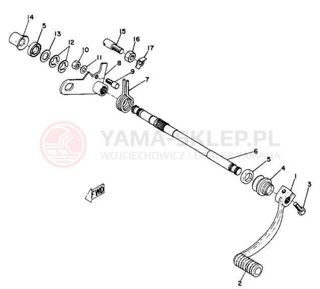 Schemat "Dźwignia zmiany biegów, wałek" do Yamaha DT1CMX/DT1C