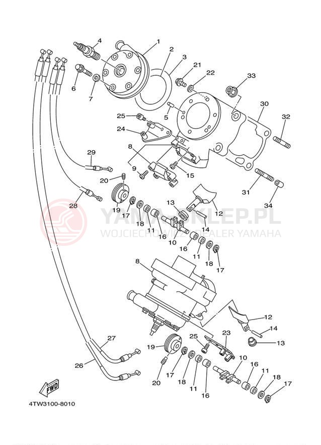 Schemat "głowica" do Yamaha TZ250 TZ250M