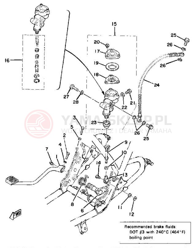 Schemat "Dźwignia hamulca tylnego" do Yamaha XS500D
