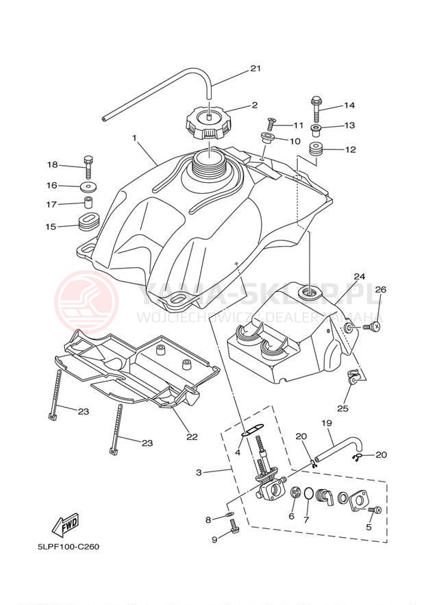 Schemat "zbiornik paliwa" do Yamaha 660R RAPTOR YFM660RT