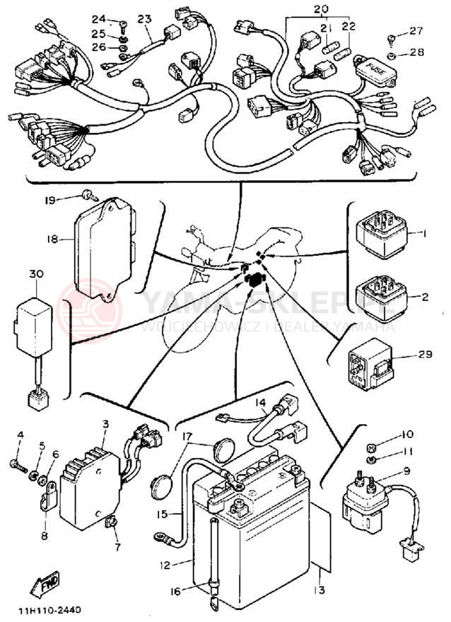 Schemat "układ elektryczny" do Yamaha XZ550RJ