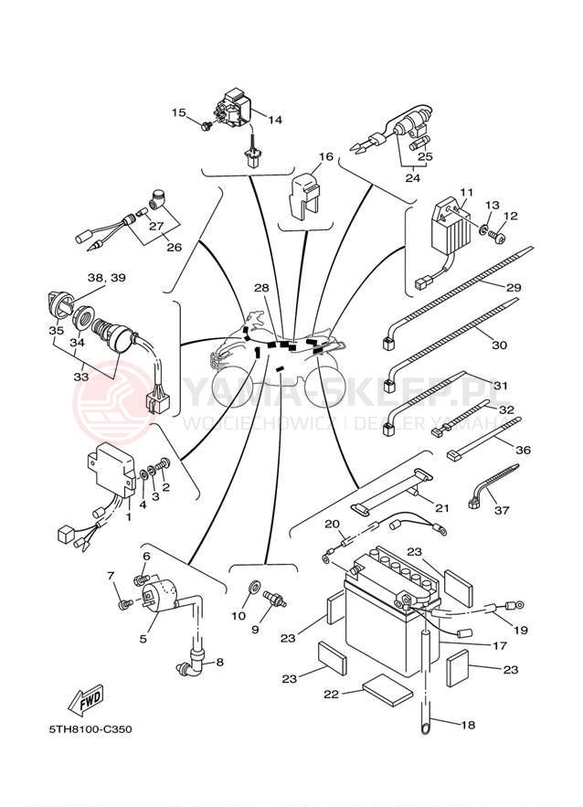 Schemat "układ elektryczny" do Yamaha RAPTOR 80 YFM80RW