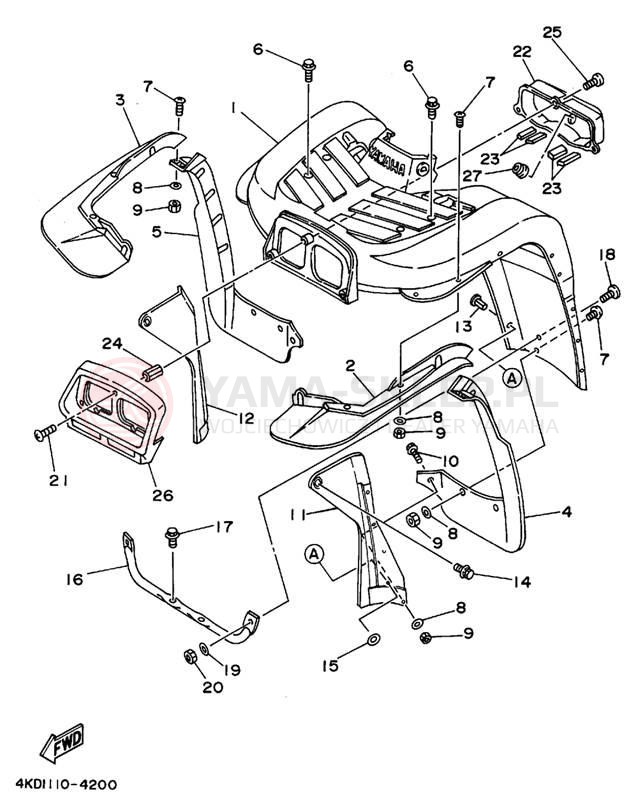 Schemat "Przedni błotnik" do Yamaha YFB250FWF