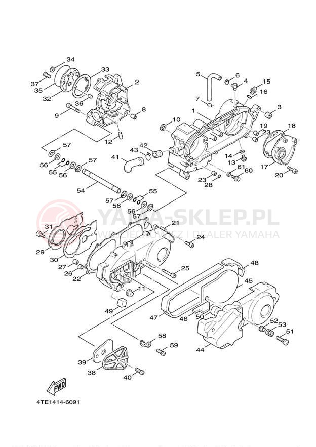 Schemat "Obudowa silnika" do Yamaha VINO 125 YJ125W