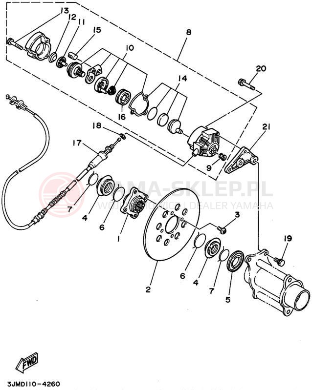 Schemat "Zacisk hamulcowy tylny" do Yamaha BLASTER YFS200G_MN