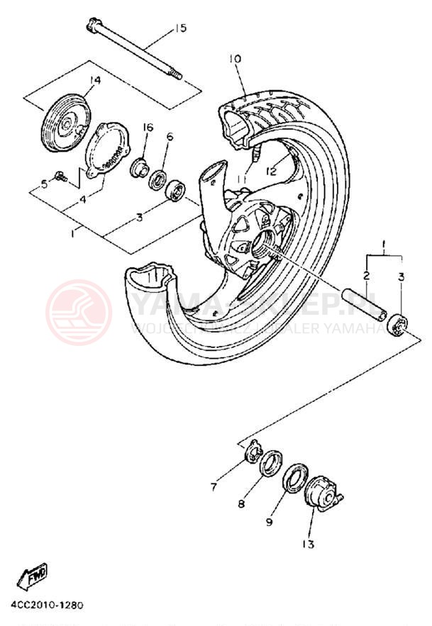 Schemat "Koło przód" do Yamaha FJ1200ADC/FJ1200AD