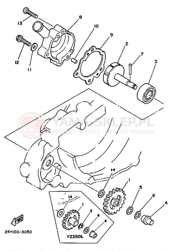 Schemat "Pompa wody" do Yamaha YZ250L