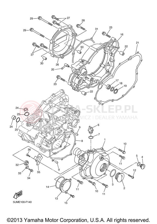 Schemat "Pokrywa silnika" do Yamaha WR250FX WR250FX