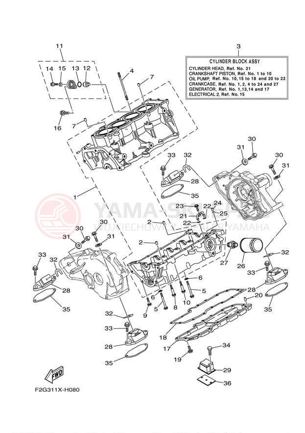Schemat "Obudowa silnika" do Yamaha 212SS FAT1100CLJ