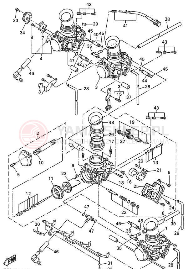 Schemat "Gaźnik" do Yamaha R1 YZFR1L/YZFR1LC