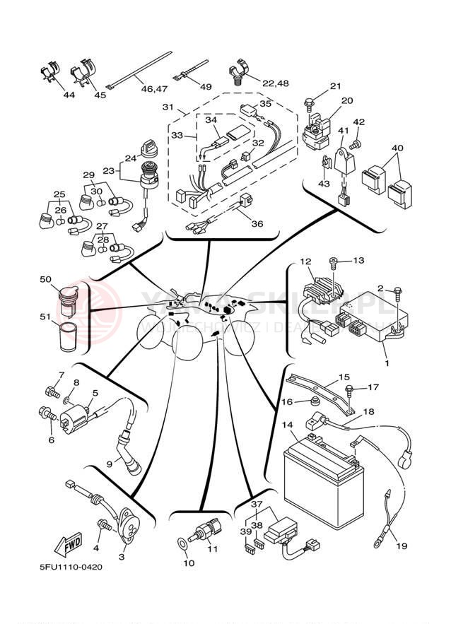 Schemat "układ elektryczny" do Yamaha BIG BEAR 2WD YFM400MC/YFM400M