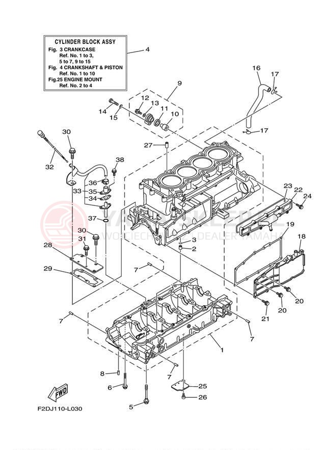 Schemat "Obudowa silnika" do Yamaha SX190 EARLY RX1800CM/RX1800DM