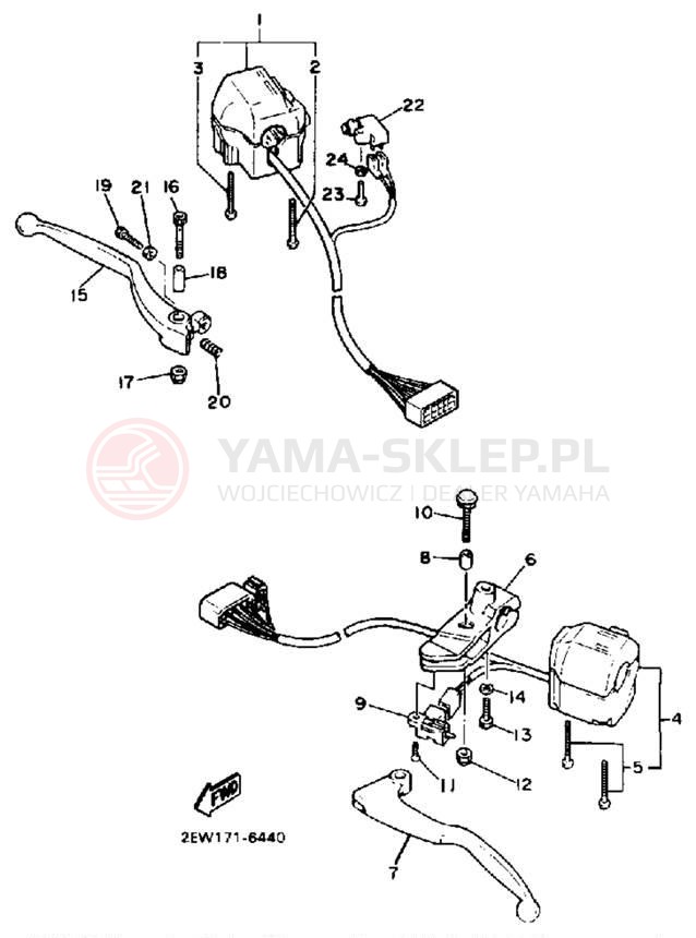 Schemat "Kierownica i osprzęt" do Yamaha FZ600T/FZ600TC