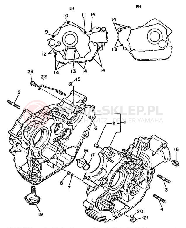 Schemat "Obudowa silnika" do Yamaha VIRAGO 750 XV750B/XV750BC