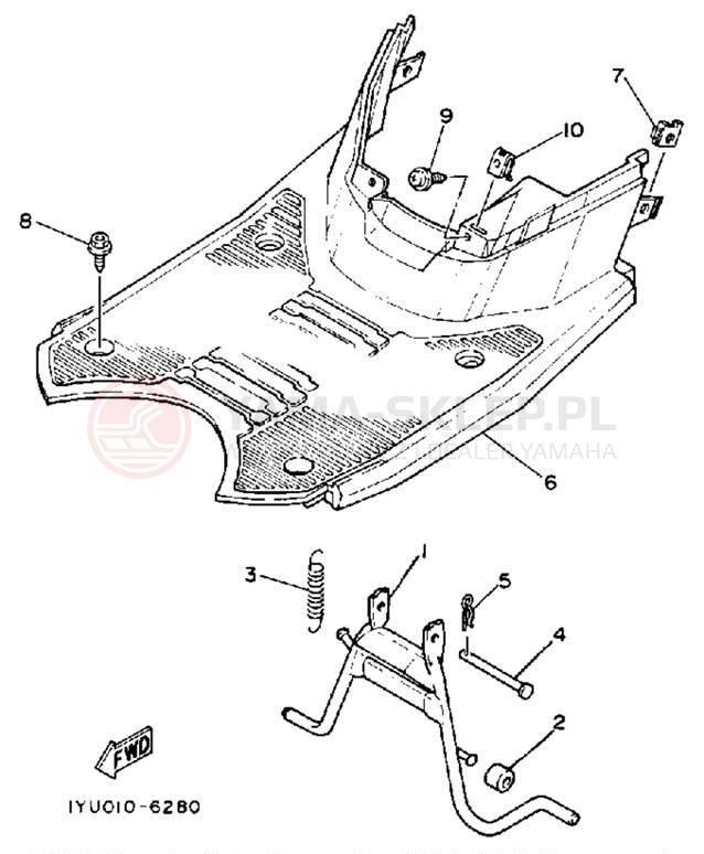 Schemat "Stopka postojowa i podnóżki" do Yamaha SH50EMT/SH50T