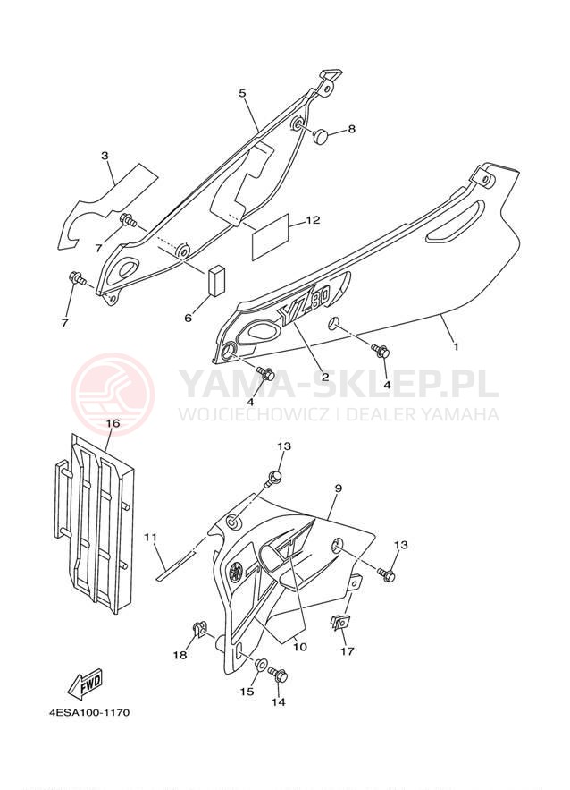 Schemat "Pokrywa boczna" do Yamaha YZ80 YZ80N1