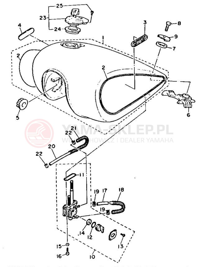 Schemat "zbiornik paliwa" do Yamaha VIRAGO 750 XV750B/XV750BC