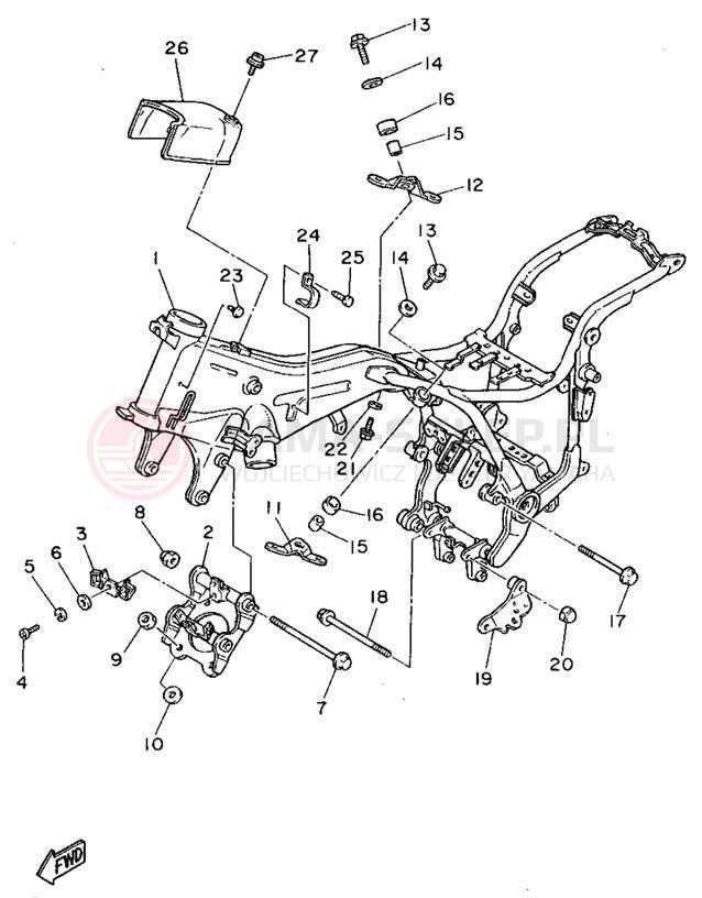Schemat "rama" do Yamaha VIRAGO 750 XV750F/XV750FC