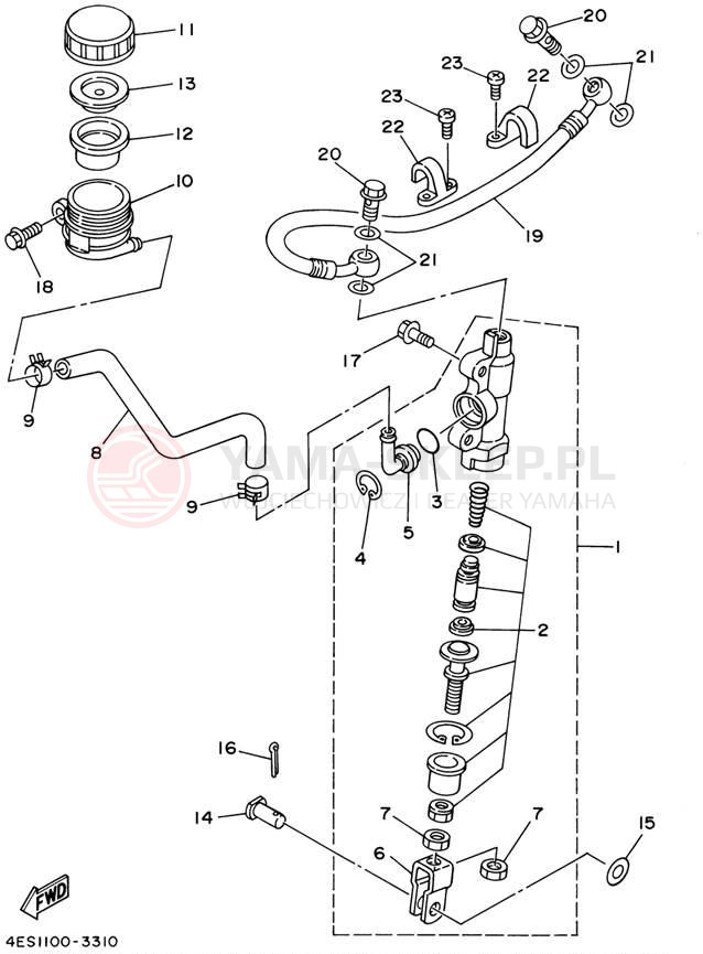 Schemat "Pompa hamulcowa tył" do Yamaha YZ85 YZ85P