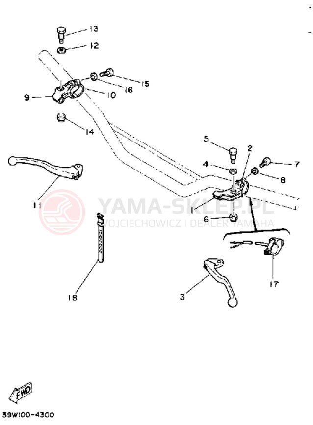 Schemat "Kierownica i osprzęt" do Yamaha YZ490L