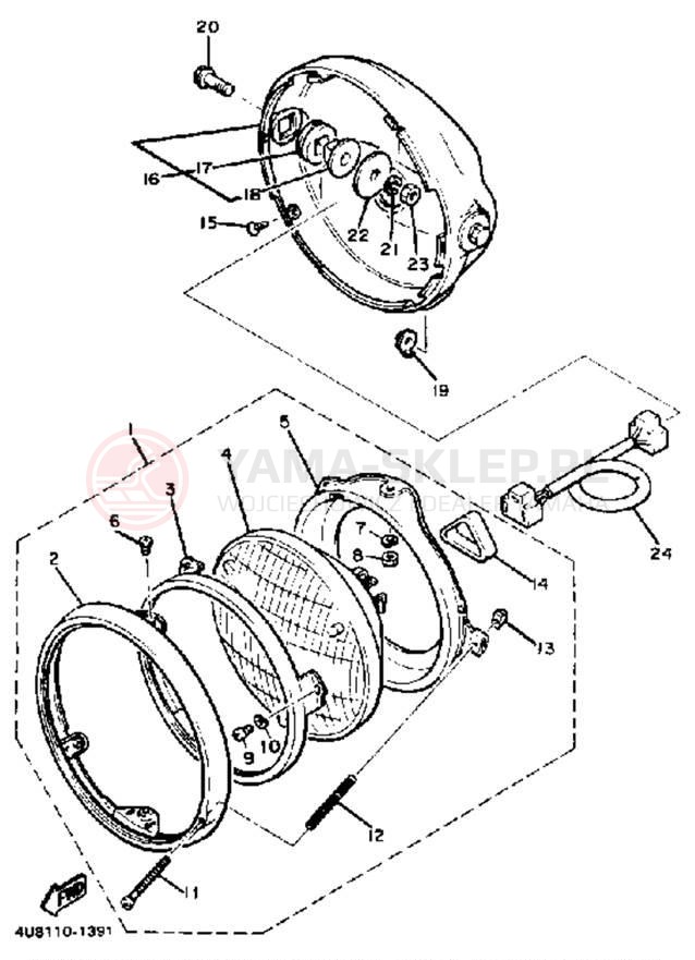 Schemat "Lampa przód" do Yamaha XJ550RK