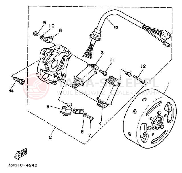 Schemat "prądnica" do Yamaha YT60N