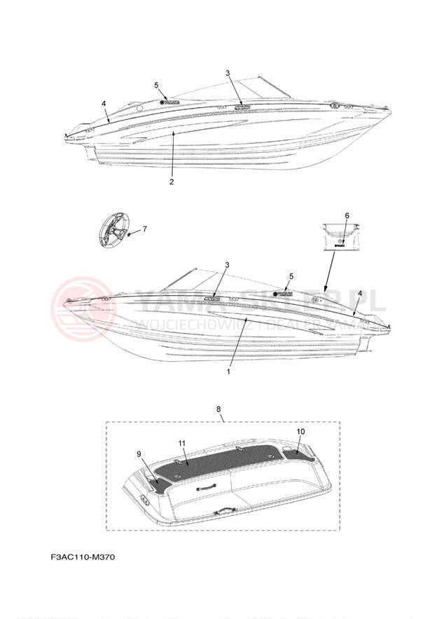 Schemat "Naklejki" do Yamaha SX190 EARLY RX1800CM/RX1800DM