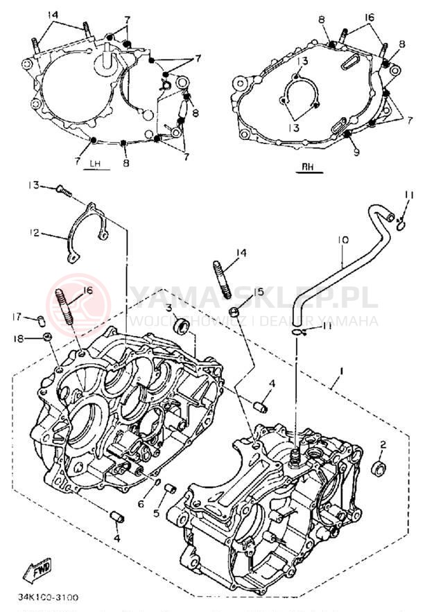 Schemat "Obudowa silnika" do Yamaha XT600UC/XT600U